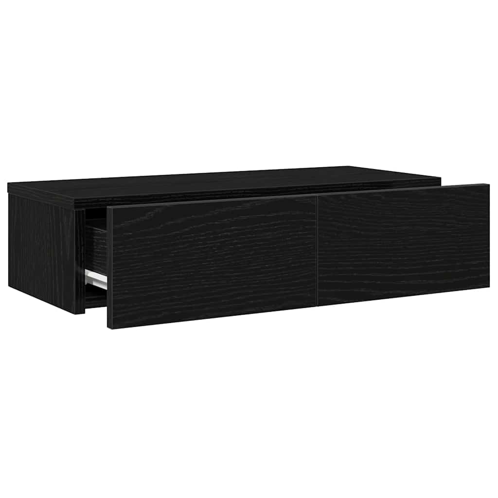 Zidna polica s ladicama crna 60x26,5x15 cm izrađeno drvo