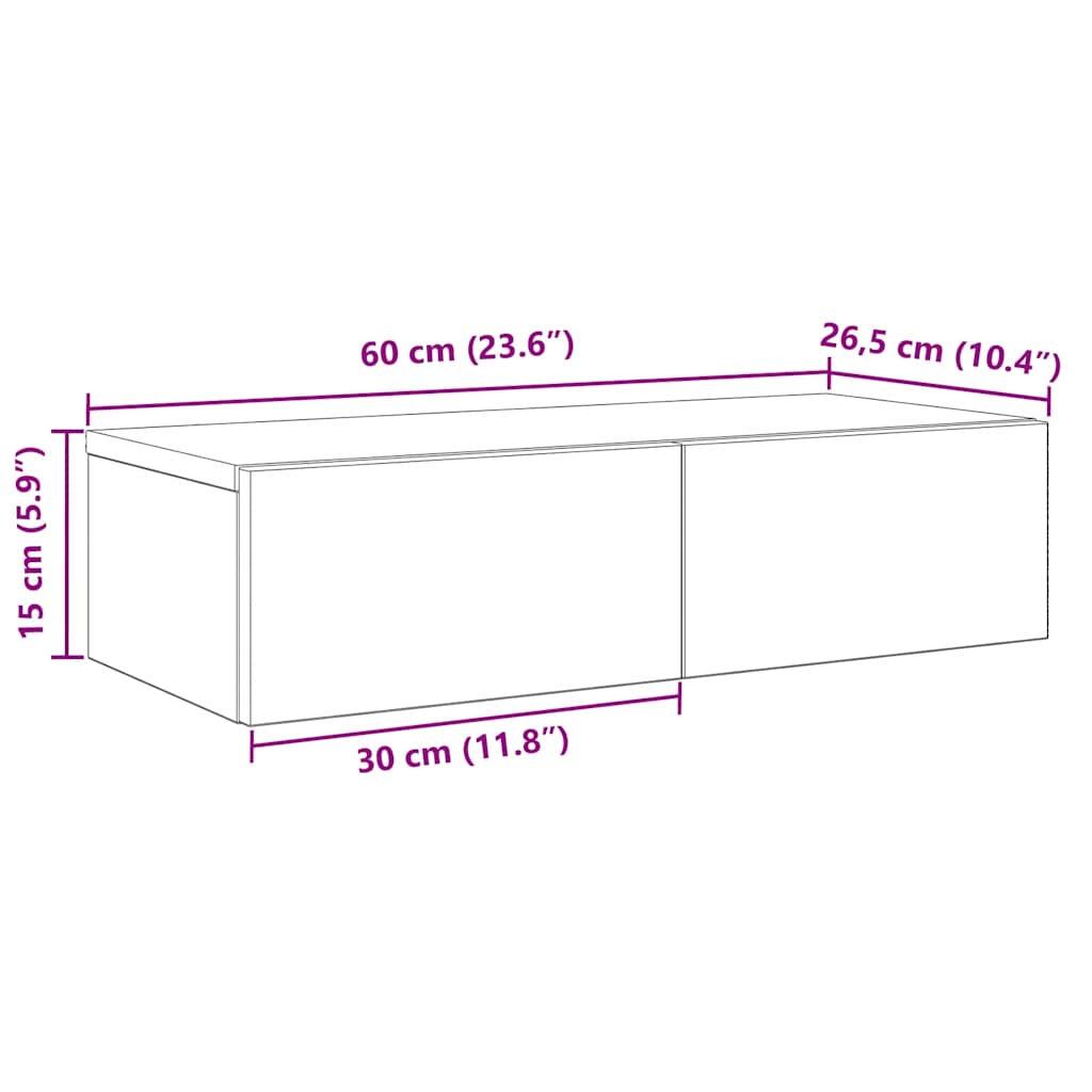 Zidna polica s ladicama dimljeni hrast 60x26,5x15 cm