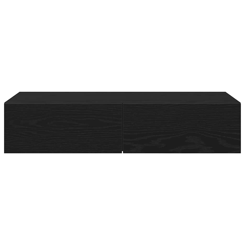 Zidna polica s ladicama crna 80x33x17 cm izrađeno drvo