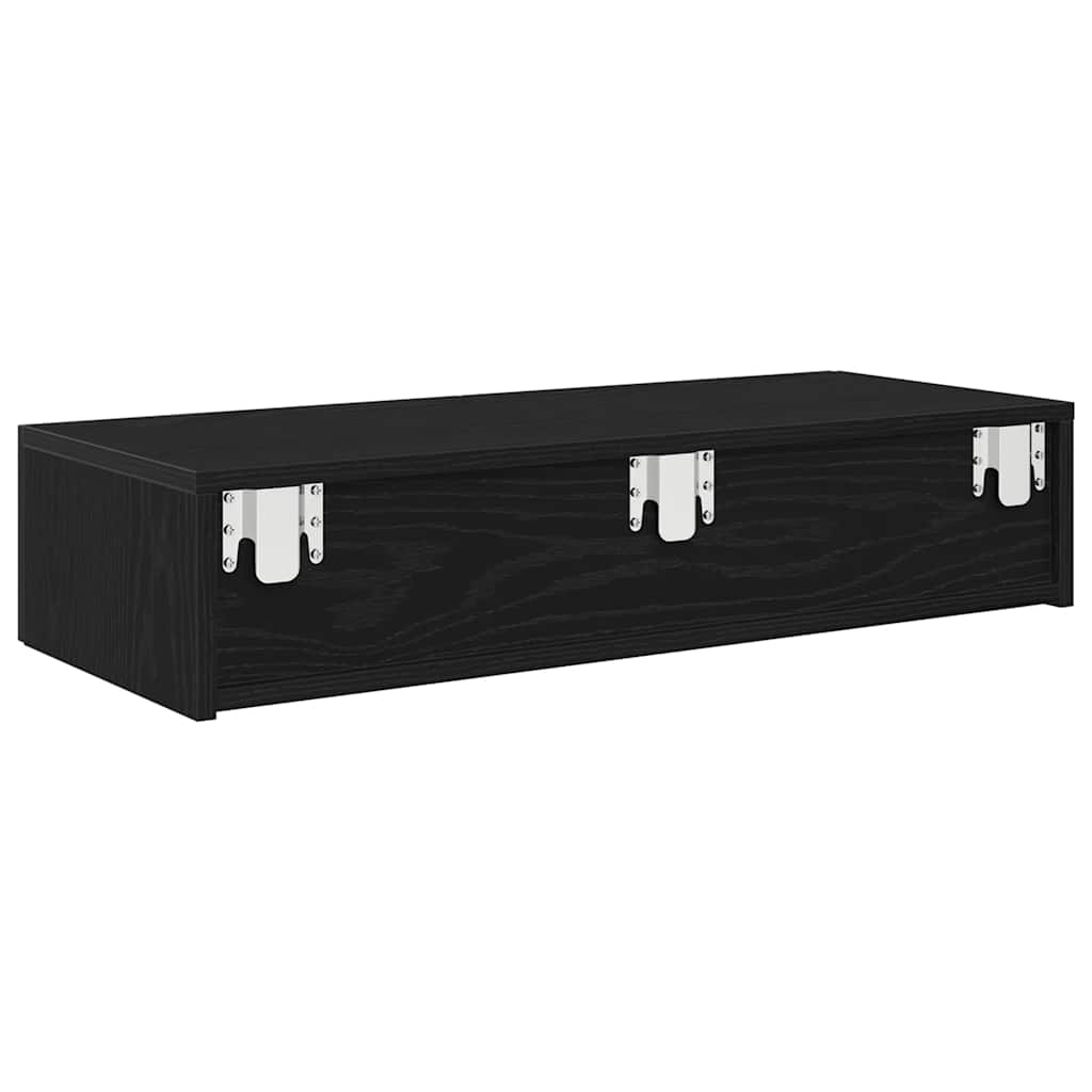 Zidna polica s ladicama crna 80x33x17 cm izrađeno drvo