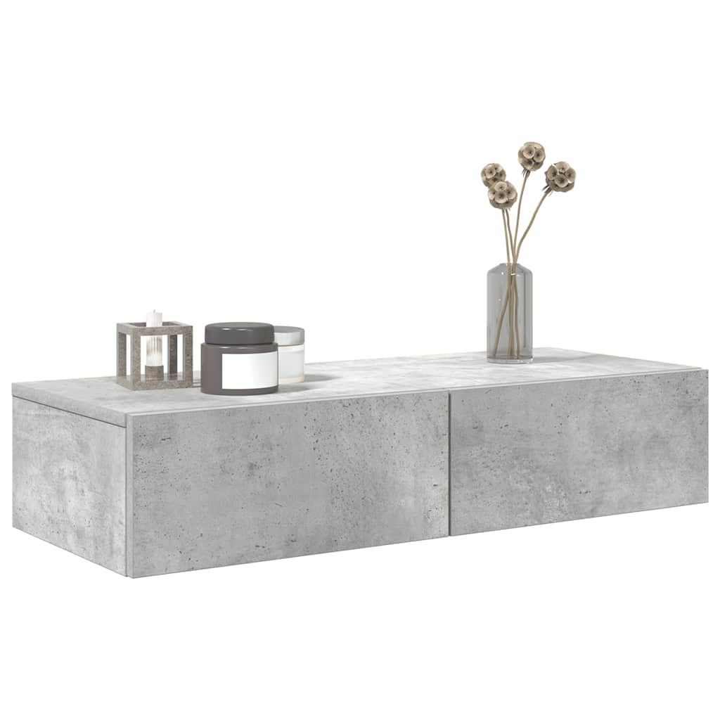 Zidna polica s ladicama beton siva 80x33x17cm konstruirano drvo