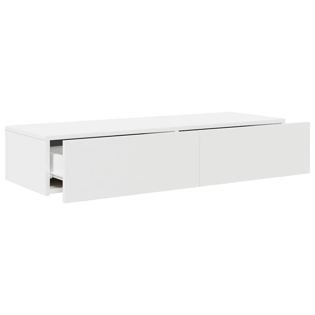 Zidna polica s ladicama bijela 100x36x19 cm izrađeno drvo