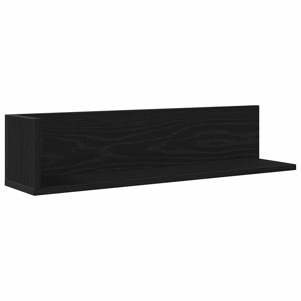 Zidne police 2 kom crne 75x16,5x16,5 cm konstruirano drvo
