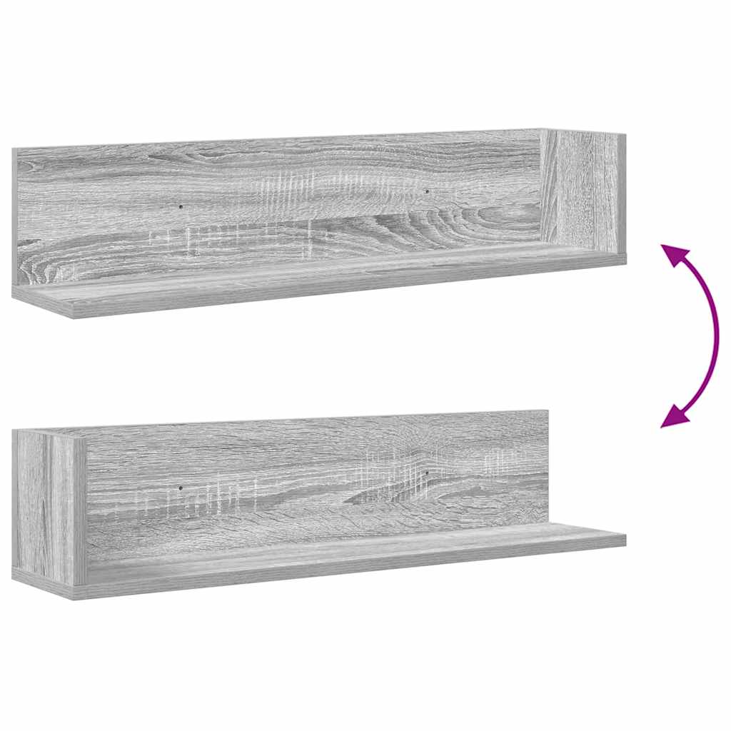 Zidne police 2 kom Siva Sonoma 75x16,5x16,5cm Konstruirano drvo