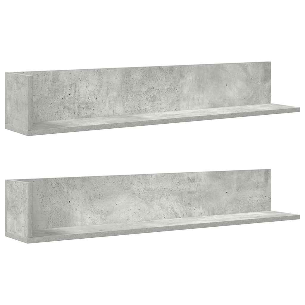 Zidne police 2 kom Beton siva 100x16,5x16,5cm Konstruirano drvo
