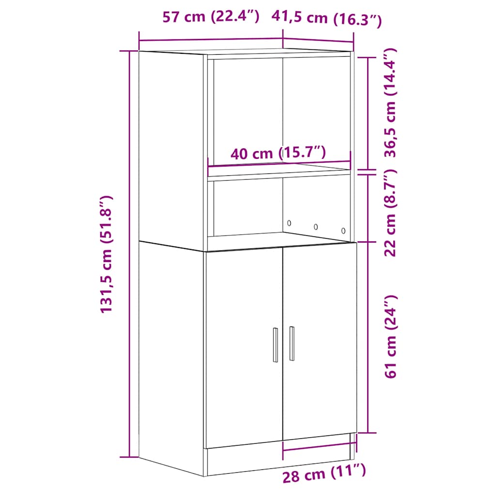 Kuhinjski ormarić crni 57x41,5x131,5 cm od konstruiranog drva