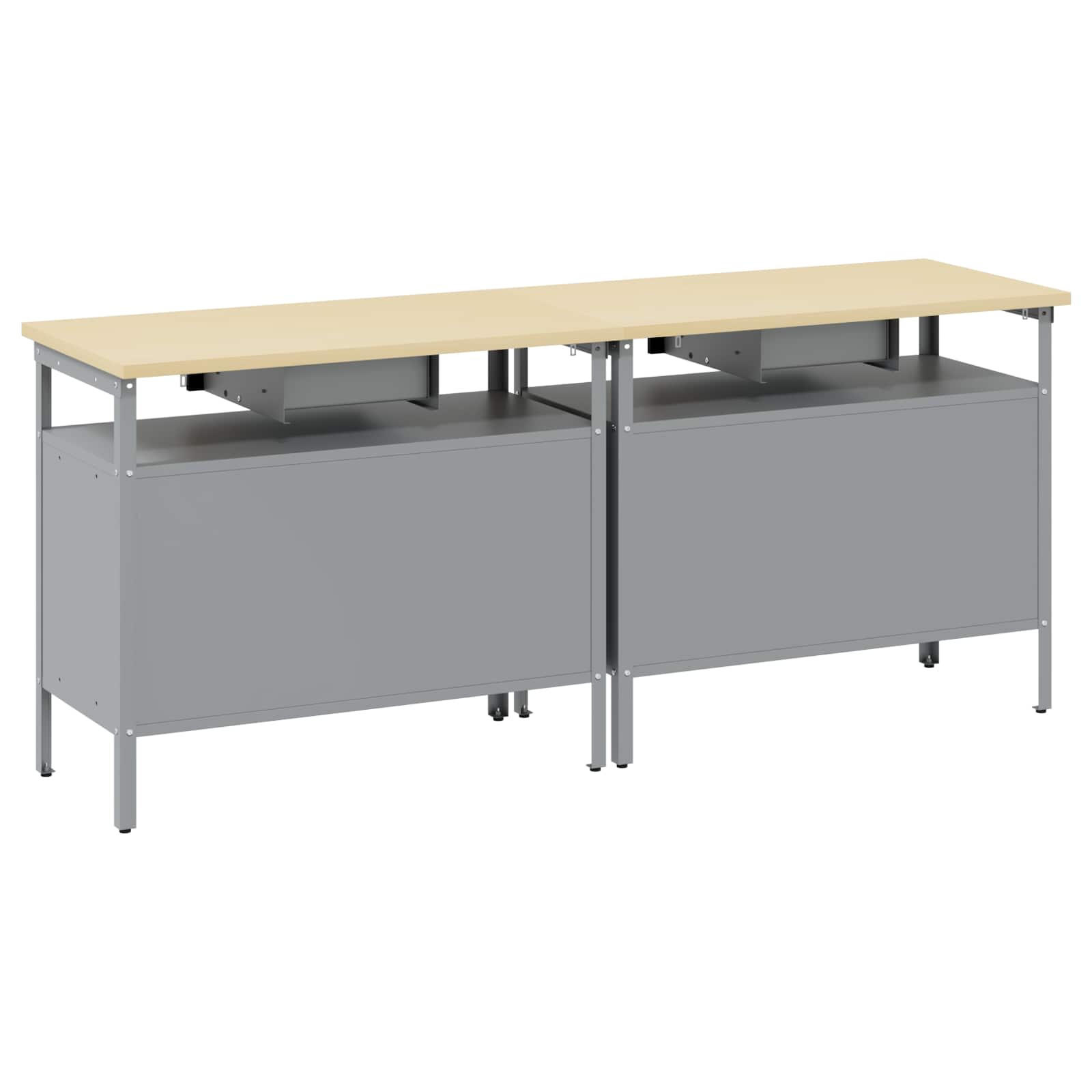 Set radnog stola s ladicama 2 pcs Crna i Siva 200 x 55 x 85 cm