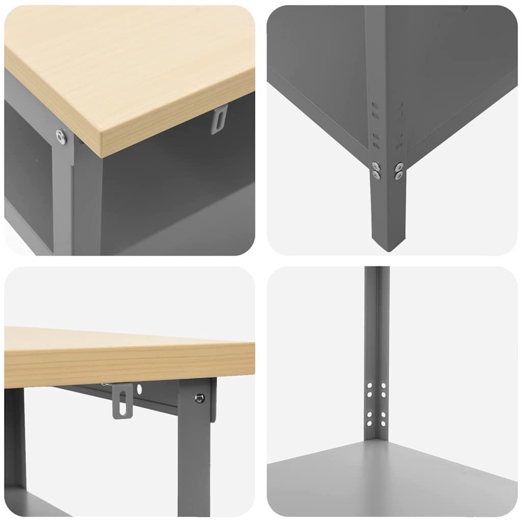 Set radnog stola s policom 2 pcs Bež i siva 200 x 55 x 85 cm