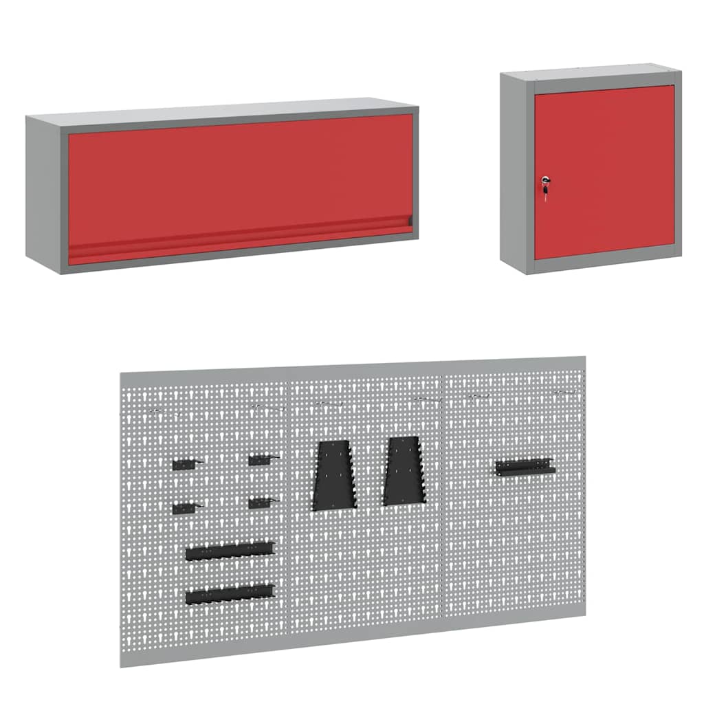 Set radnih ormarića s ladicama s pohranom 8 kom. Crvena