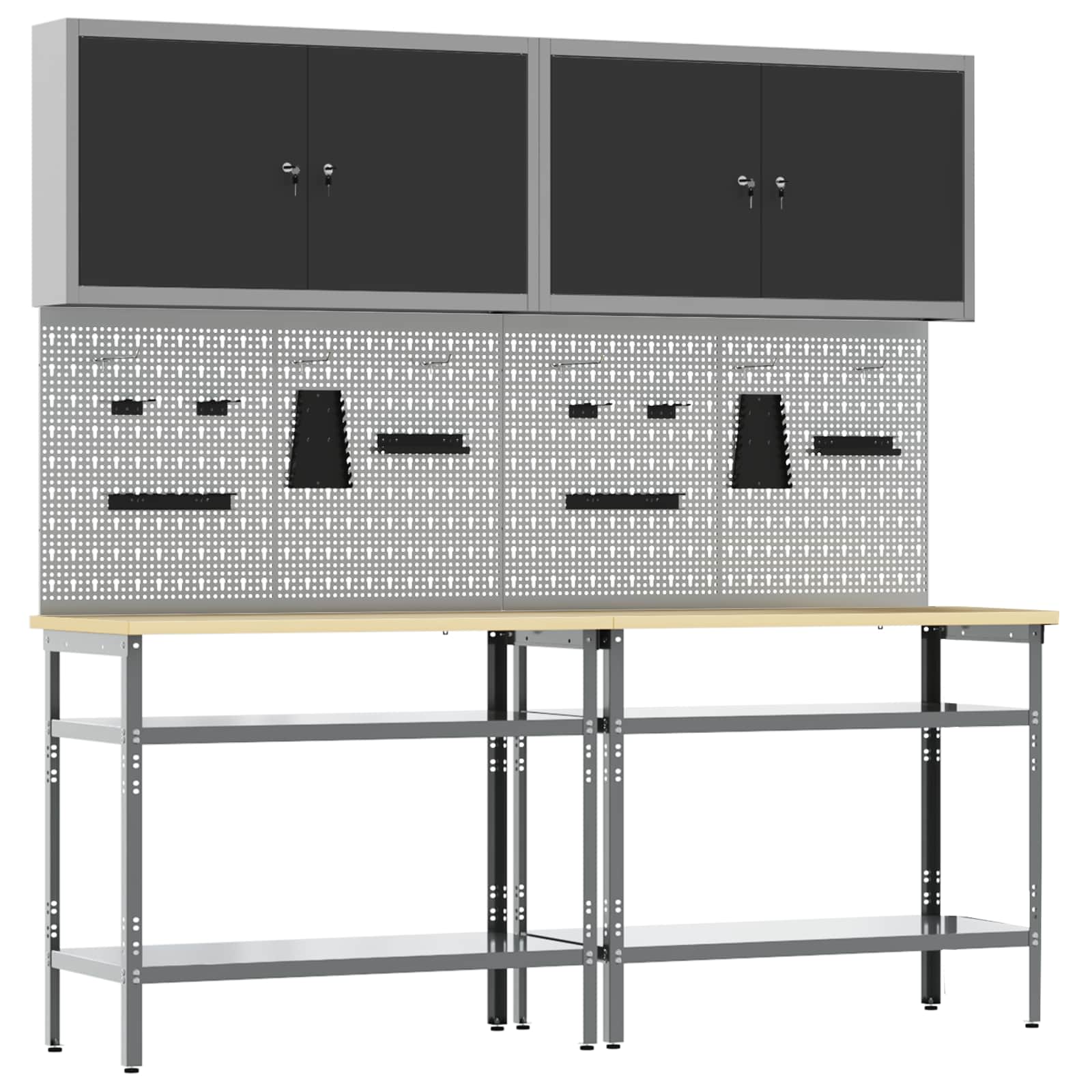 Set radnog stola 8 kom. Crna i Siva Čelik s prahom premazan