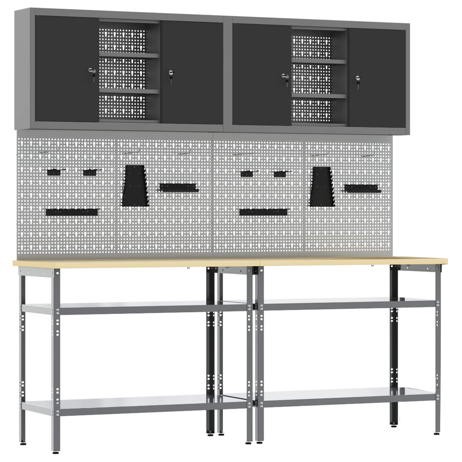 Set radnog stola 8 kom. Crna i Siva Čelik s prahom premazan
