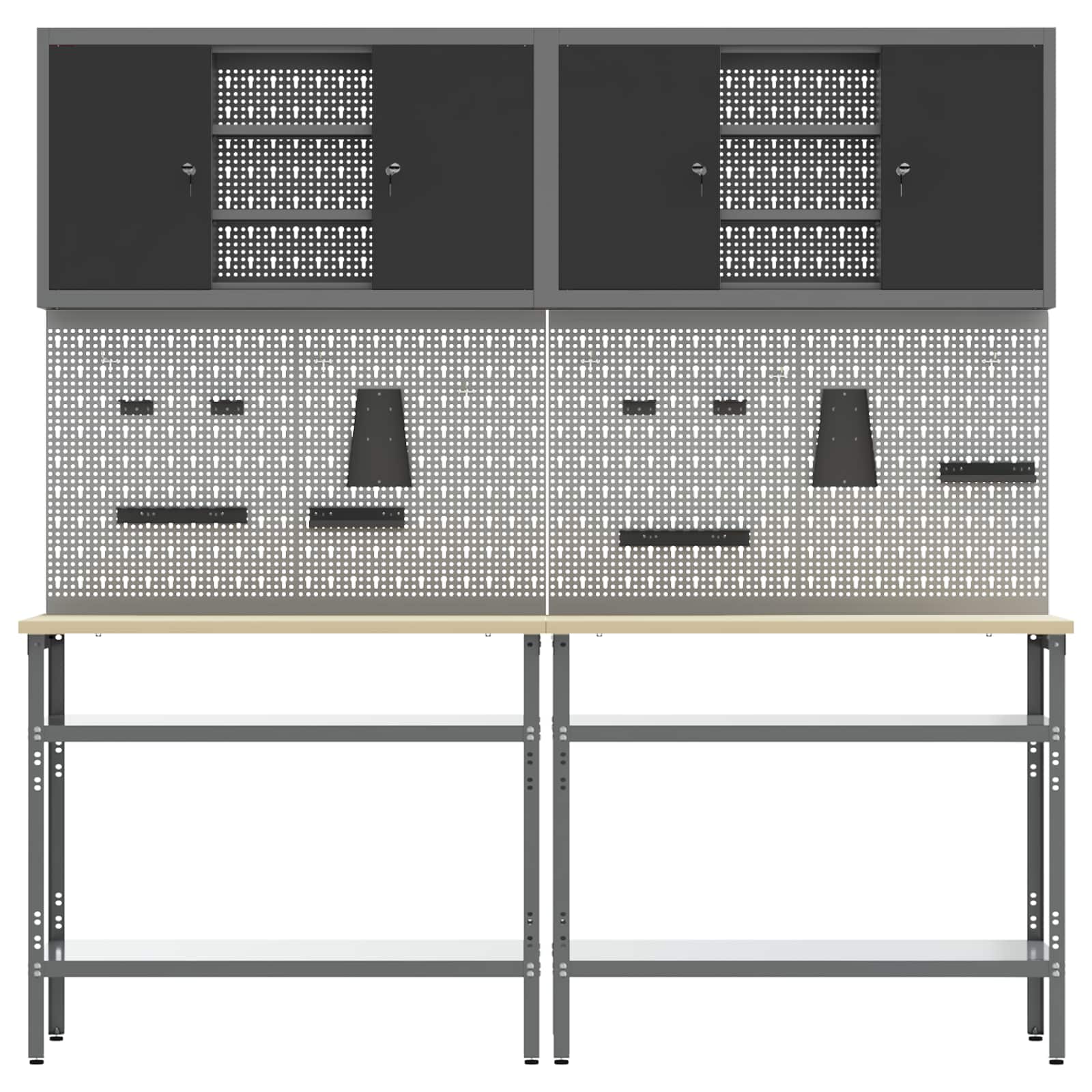 Set radnog stola 8 kom. Crna i Siva Čelik s prahom premazan