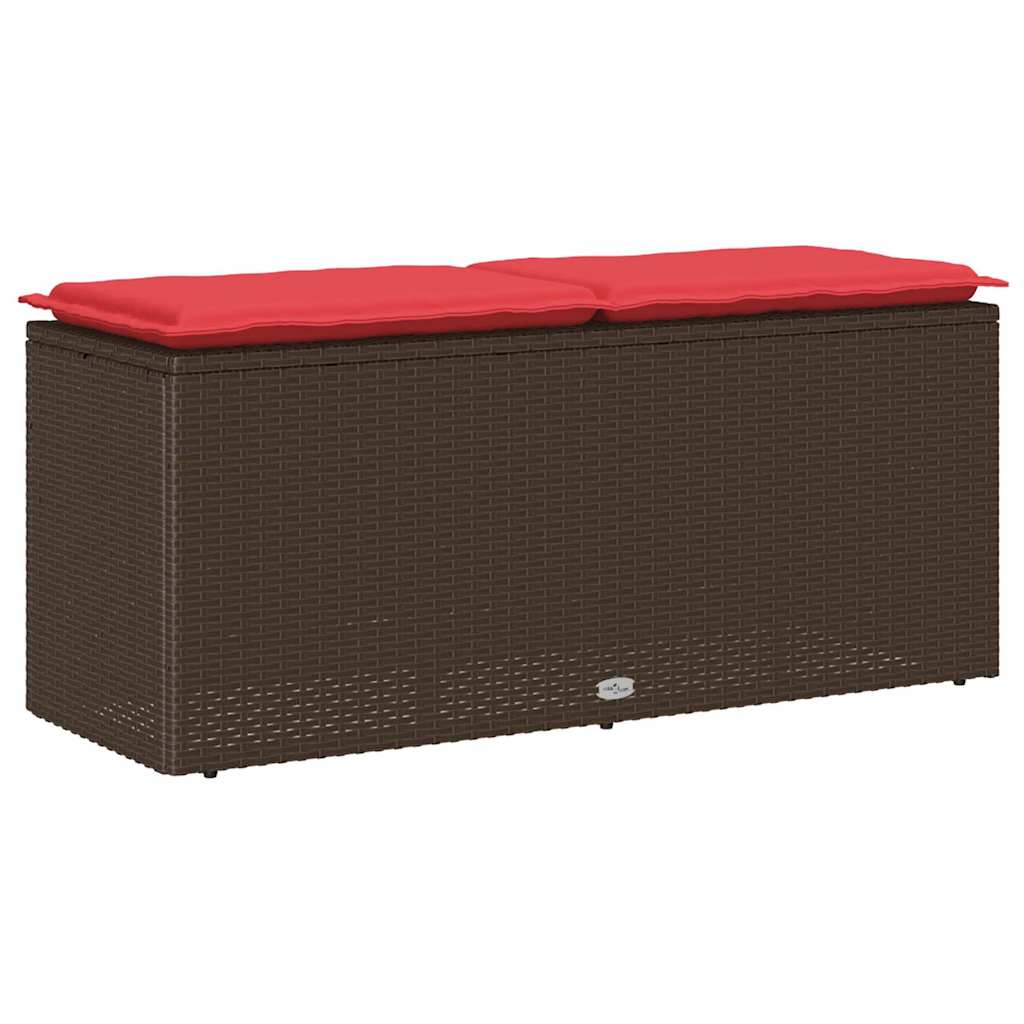 Vrtna klupa s jastukom smeđa 110x40x44 cm od poliratana