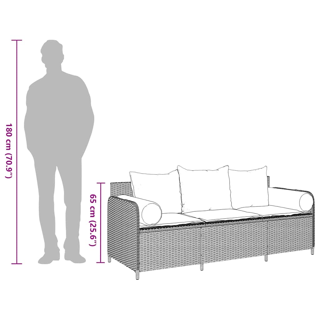 Vrtni trosjed s jastucima bež od poliratana