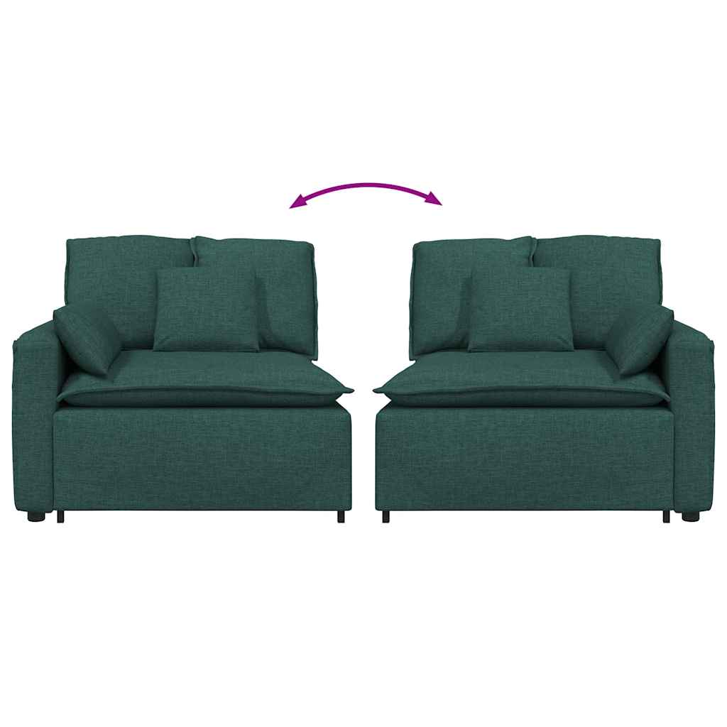 Modularni kauč s naslonom za ruke i jastucima tamnozelene boje 100 cm