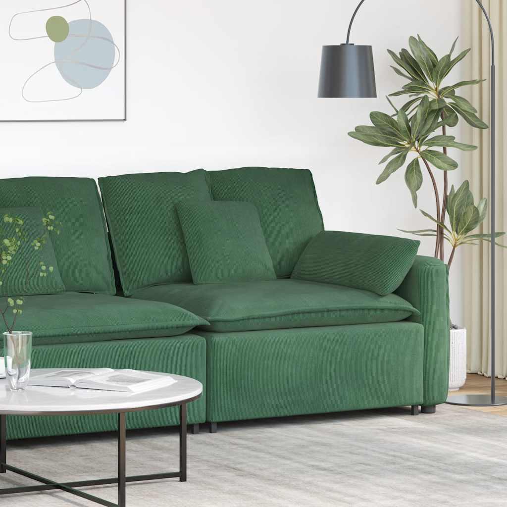 Modularni kauč s naslonom za ruke i jastucima tamnozelene boje 100 cm