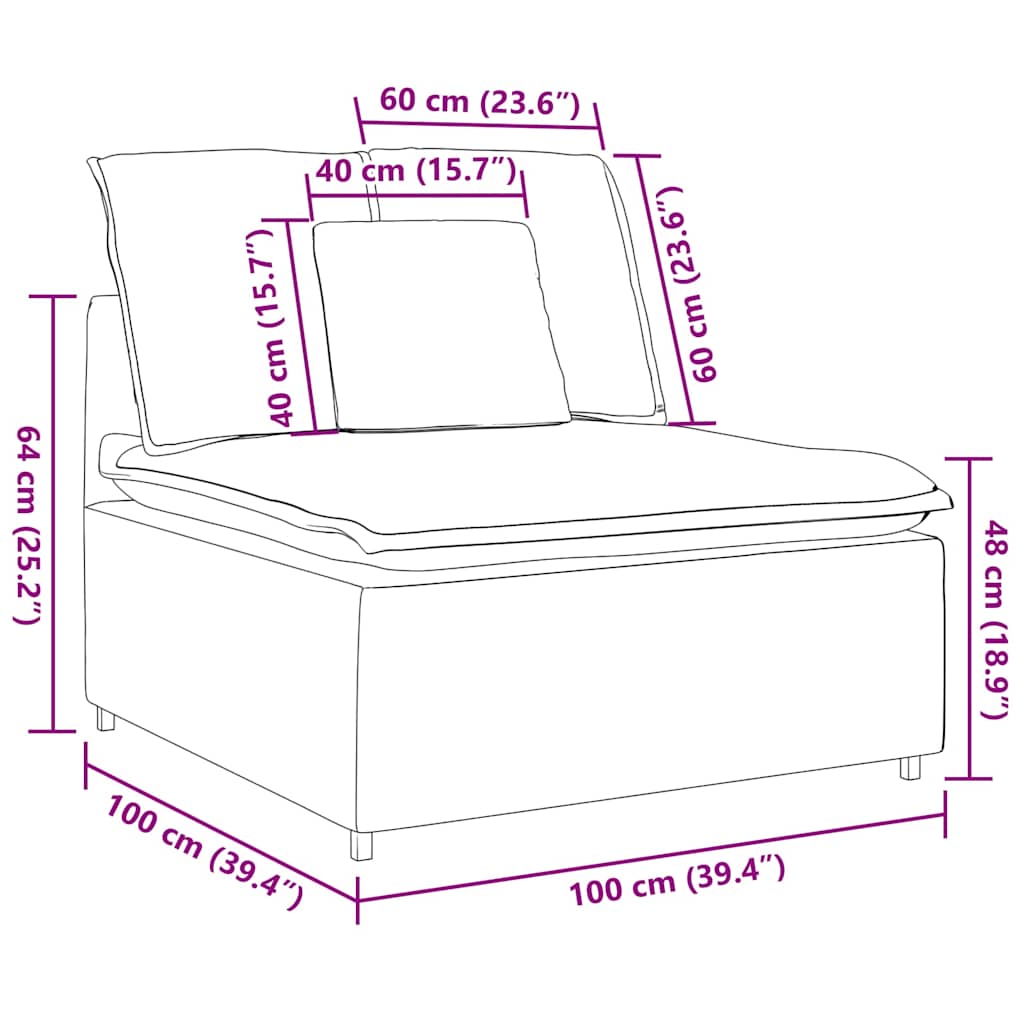 Modularni kauč s jastucima bež boje 100 cm