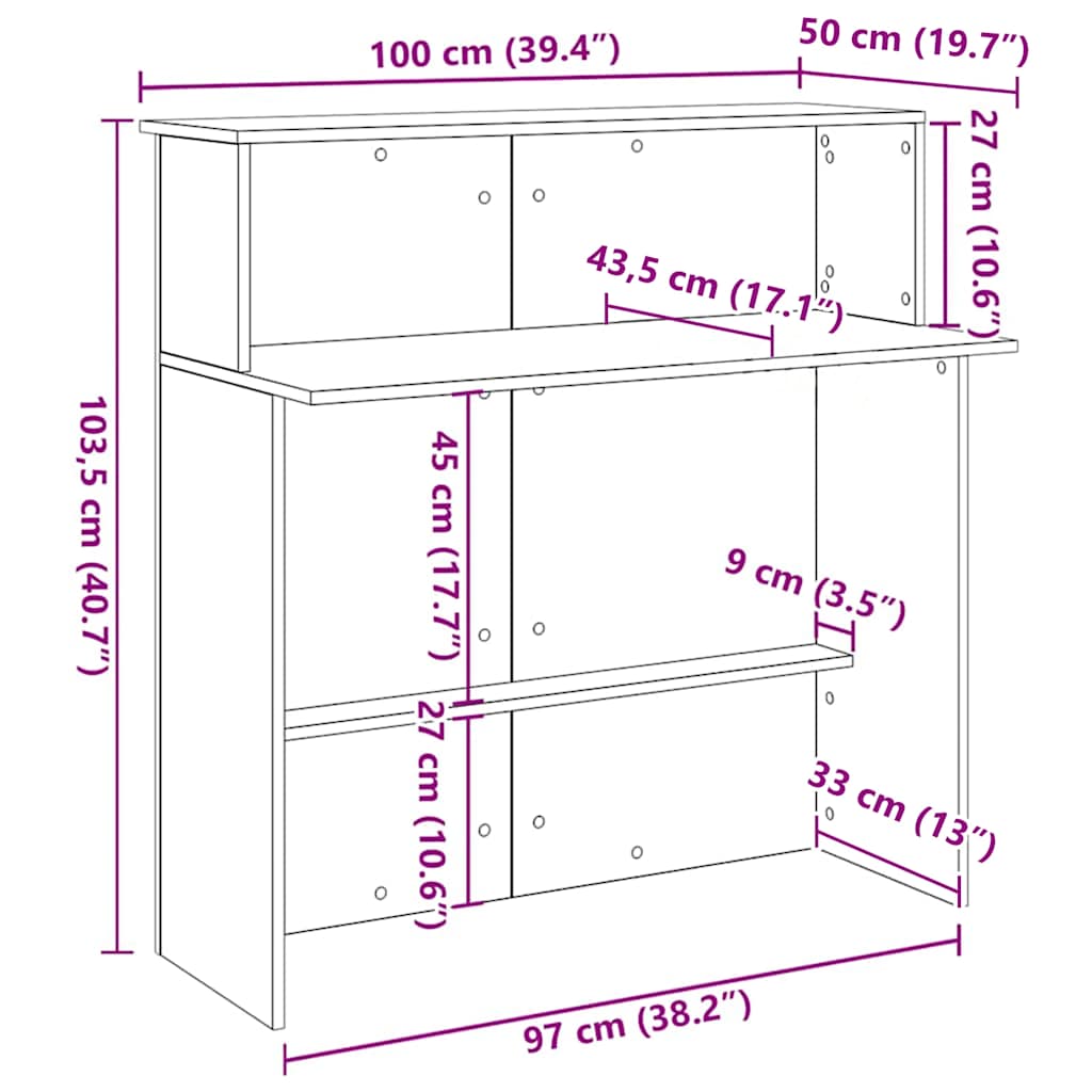 Recepcijski stol crni 100x50x103,5 cm izrađeno drvo