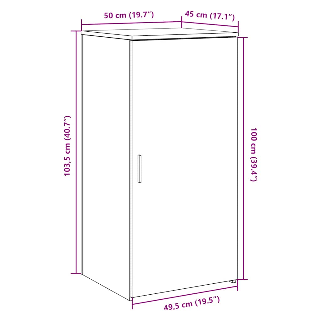 Ormarić za pohranu Crni 50x45x103,5 cm Konstruirano drvo