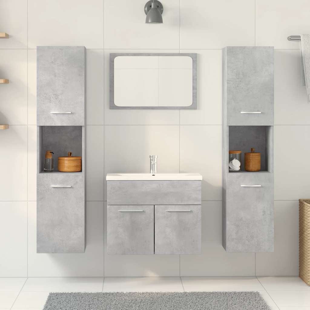 4-dijelni set kupaonskog namještaja siva boja betona drveni 60 x 38.5 x 46 cm