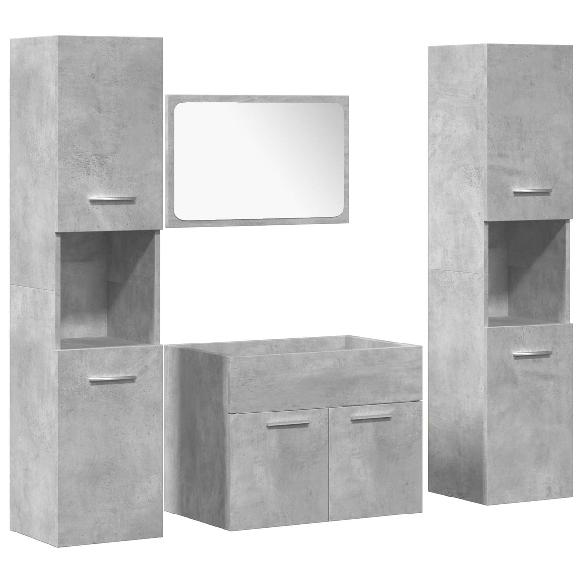 4-dijelni set kupaonskog namještaja siva boja betona drveni 60 x 38.5 x 46 cm