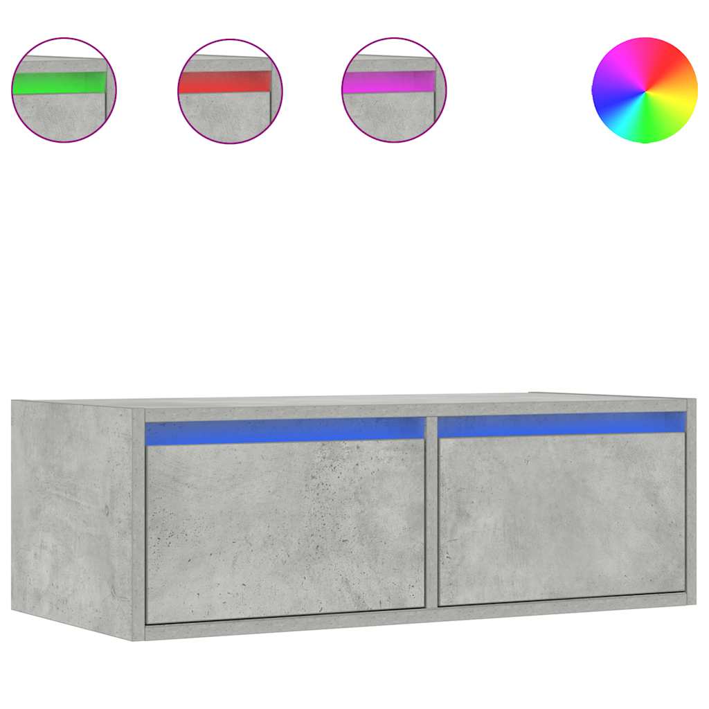 TV ormarić s LED svjetlima siva boja betona 75x35,5x25 cm