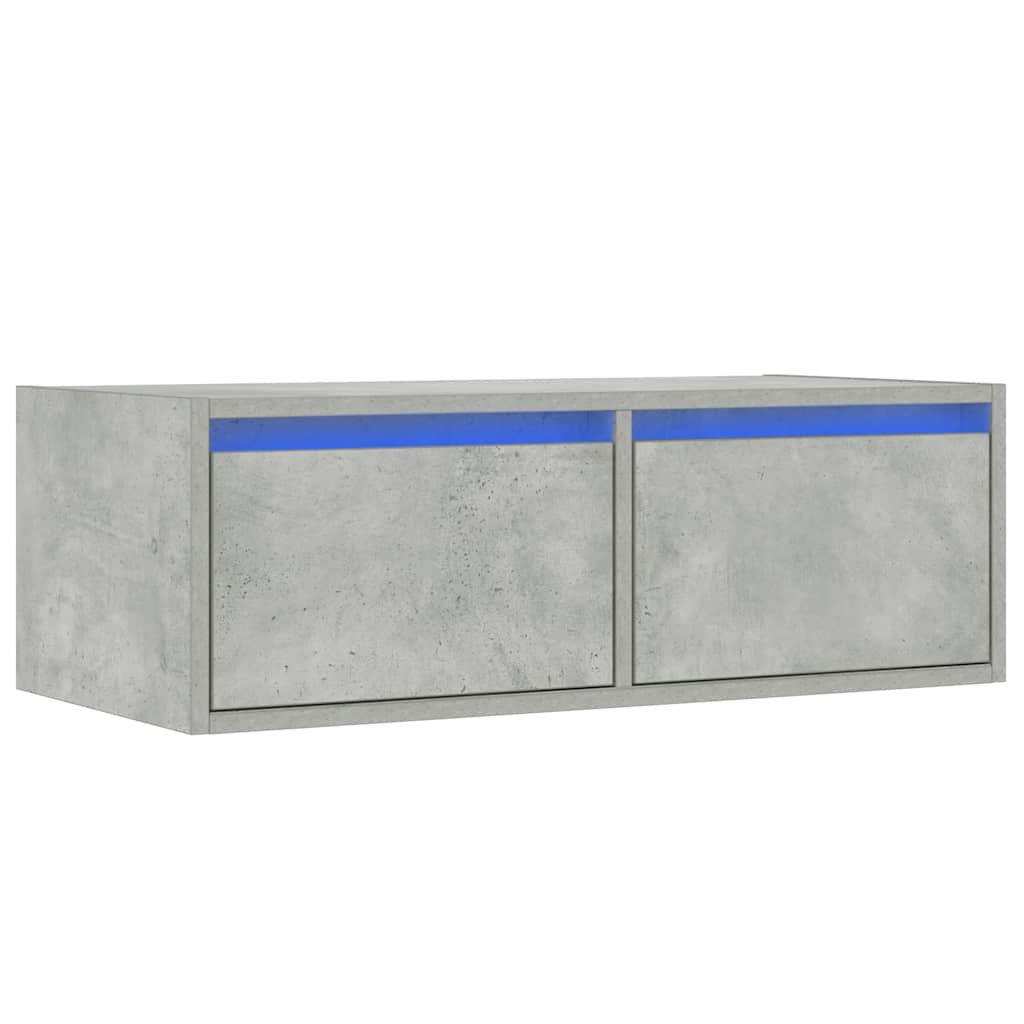 TV ormarić s LED svjetlima siva boja betona 75x35,5x25 cm