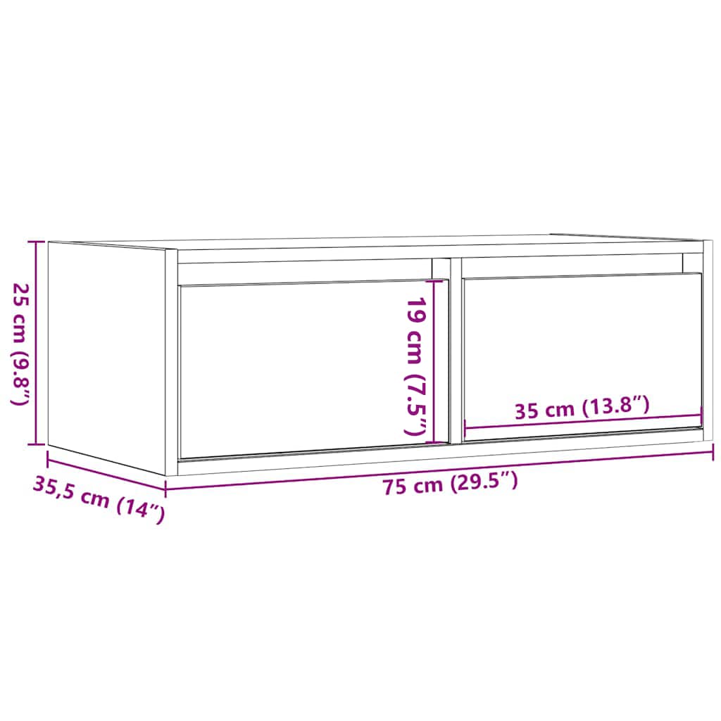 TV ormarići s LED svjetlima 2 kom boja drva 75x35,5x25 cm