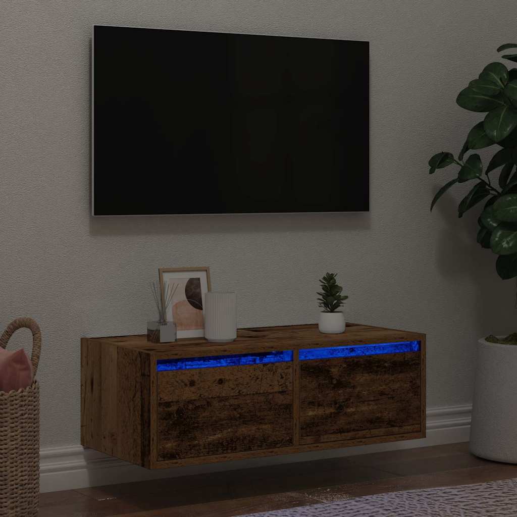 TV ormarići s LED svjetlima 2 kom boja drva 75x35,5x25 cm
