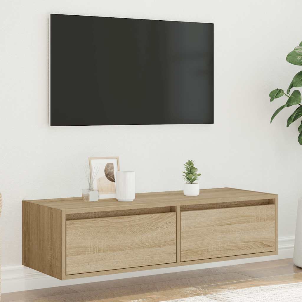 TV ormarić s LED svjetlima boja hrasta sonome 100X35,5x25 cm