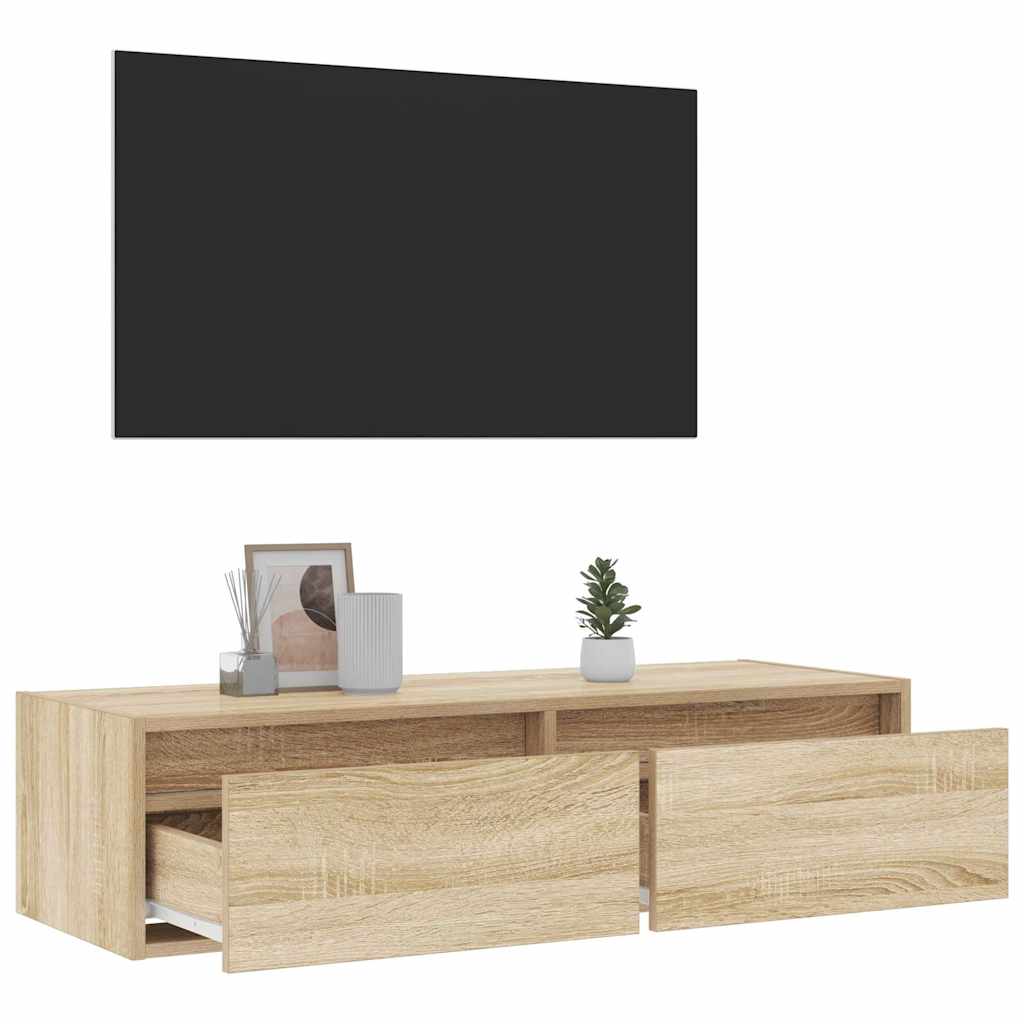 TV ormarić s LED svjetlima boja hrasta sonome 100X35,5x25 cm