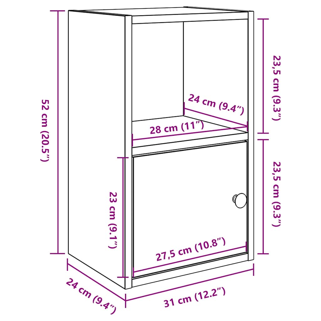 Regal za knjige boja hrasta 31x24x52 cm konstruirano drvo