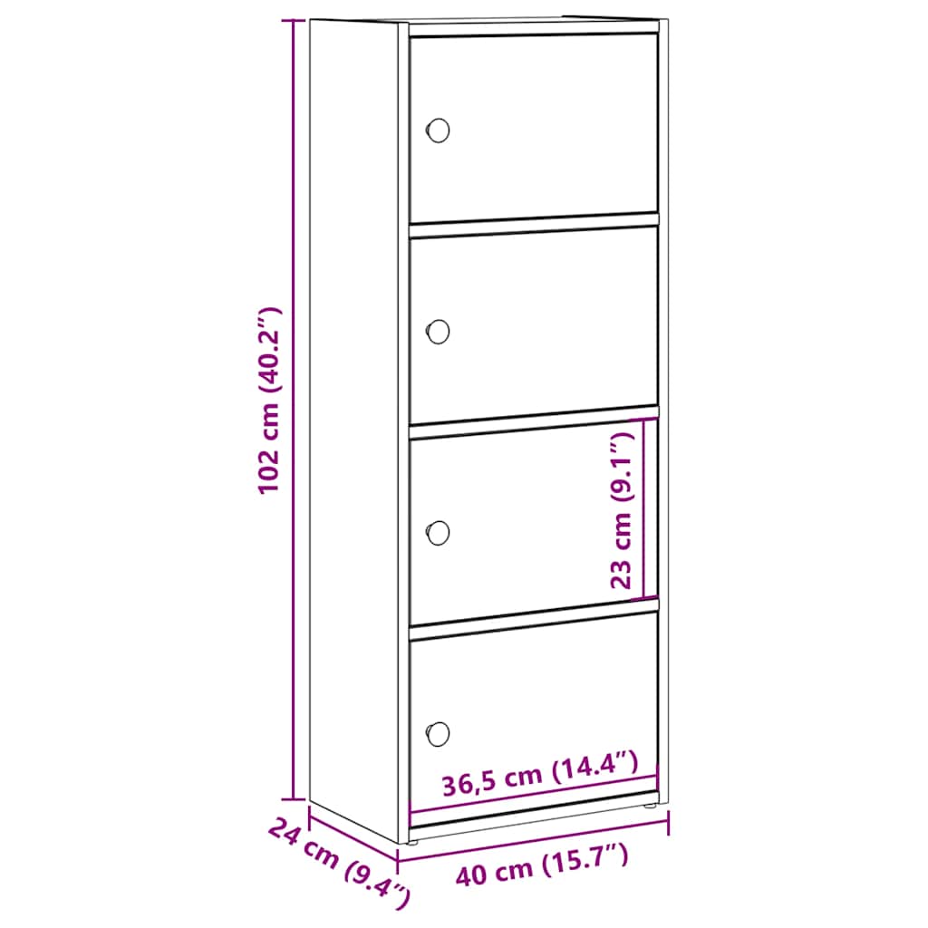 Regal za knjige boja betona 40x24x102 cm konstruirano drvo