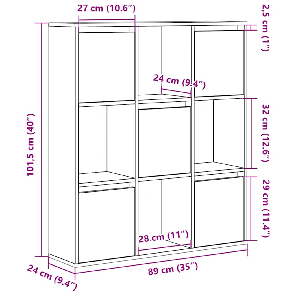 Regal za knjige boja betona 89x24x101,5 cm konstruirano drvo