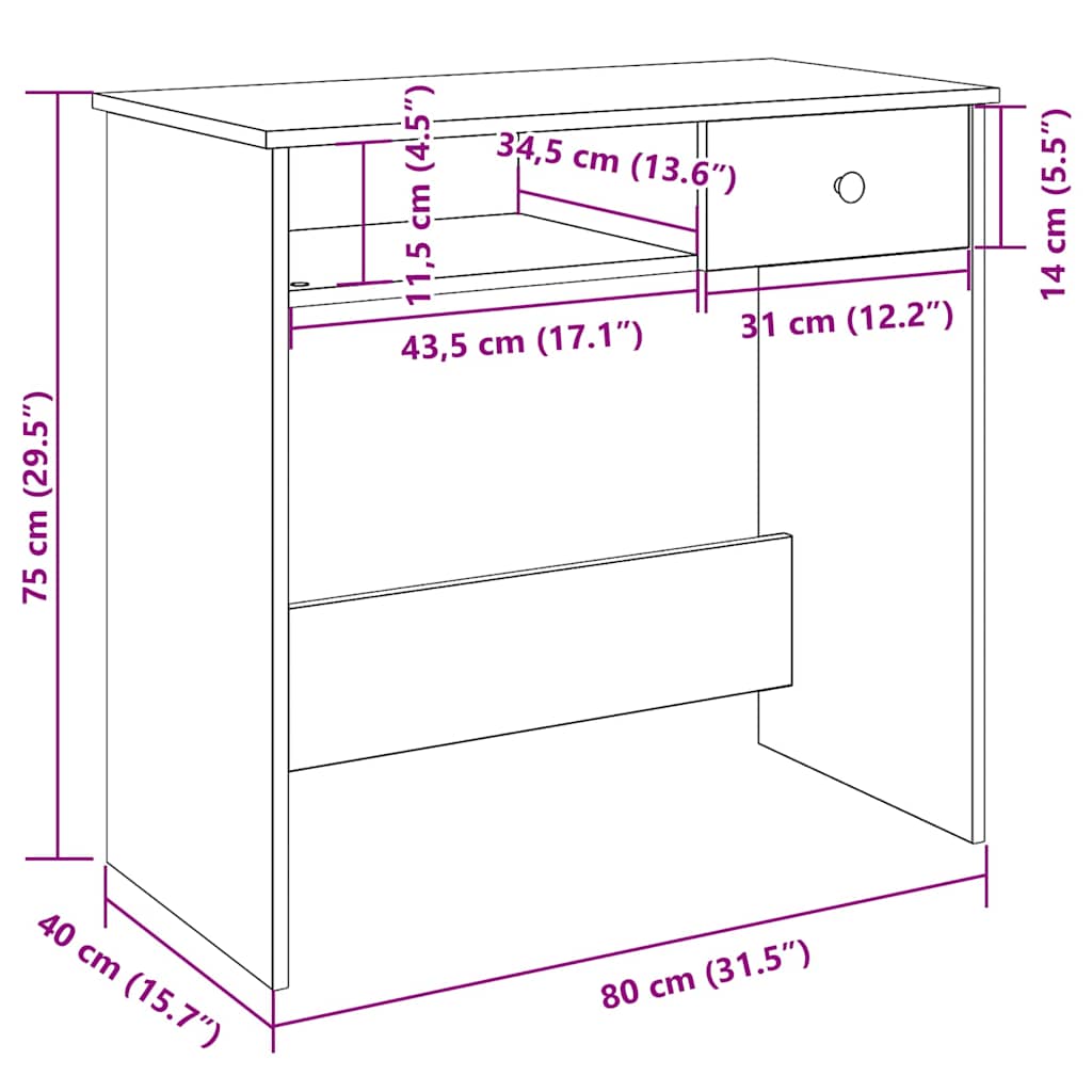 Radni stol crni 80 x 40 x 75 cm od iverice