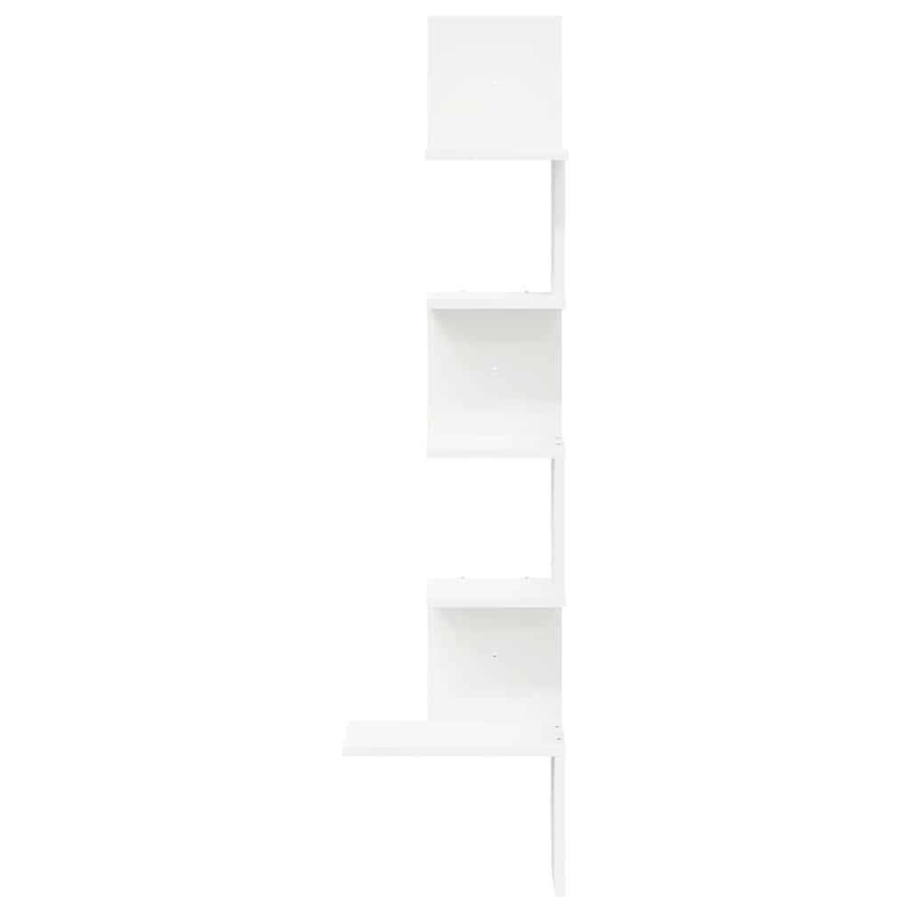 Zidne kutne police bijele 32x32x127,5 cm od konstruiranog drva