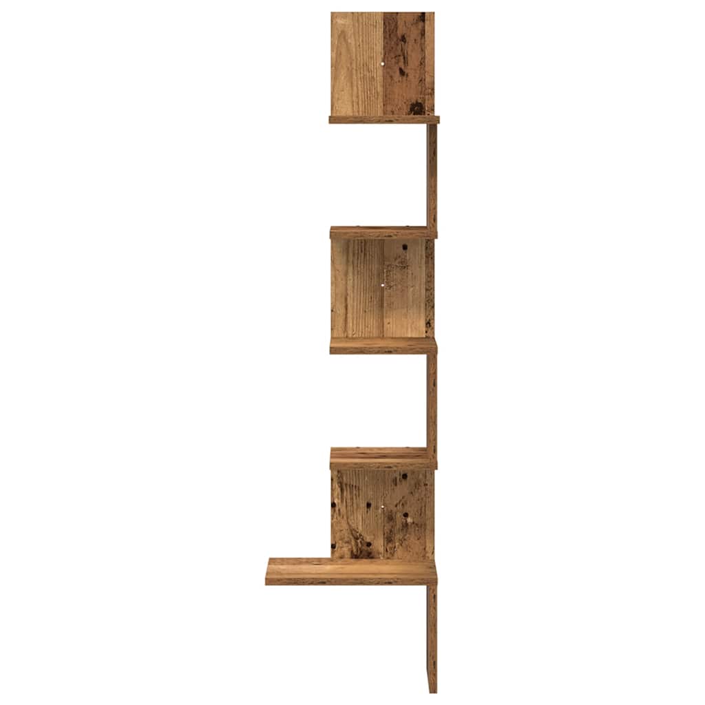 Kutna zidna polica boja drva 32x32x127,5 cm konstruirano drvo