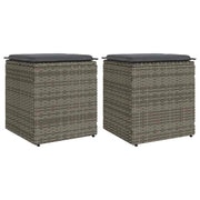 Vrtni tabure s jastucima 2 kom sivi 40x40x43 cm poliratan