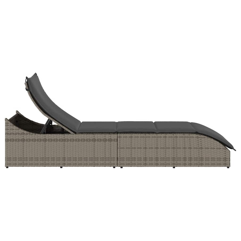 Sklopiva ležaljka sunčanje jastukom i prostorom odlaganje sivog
