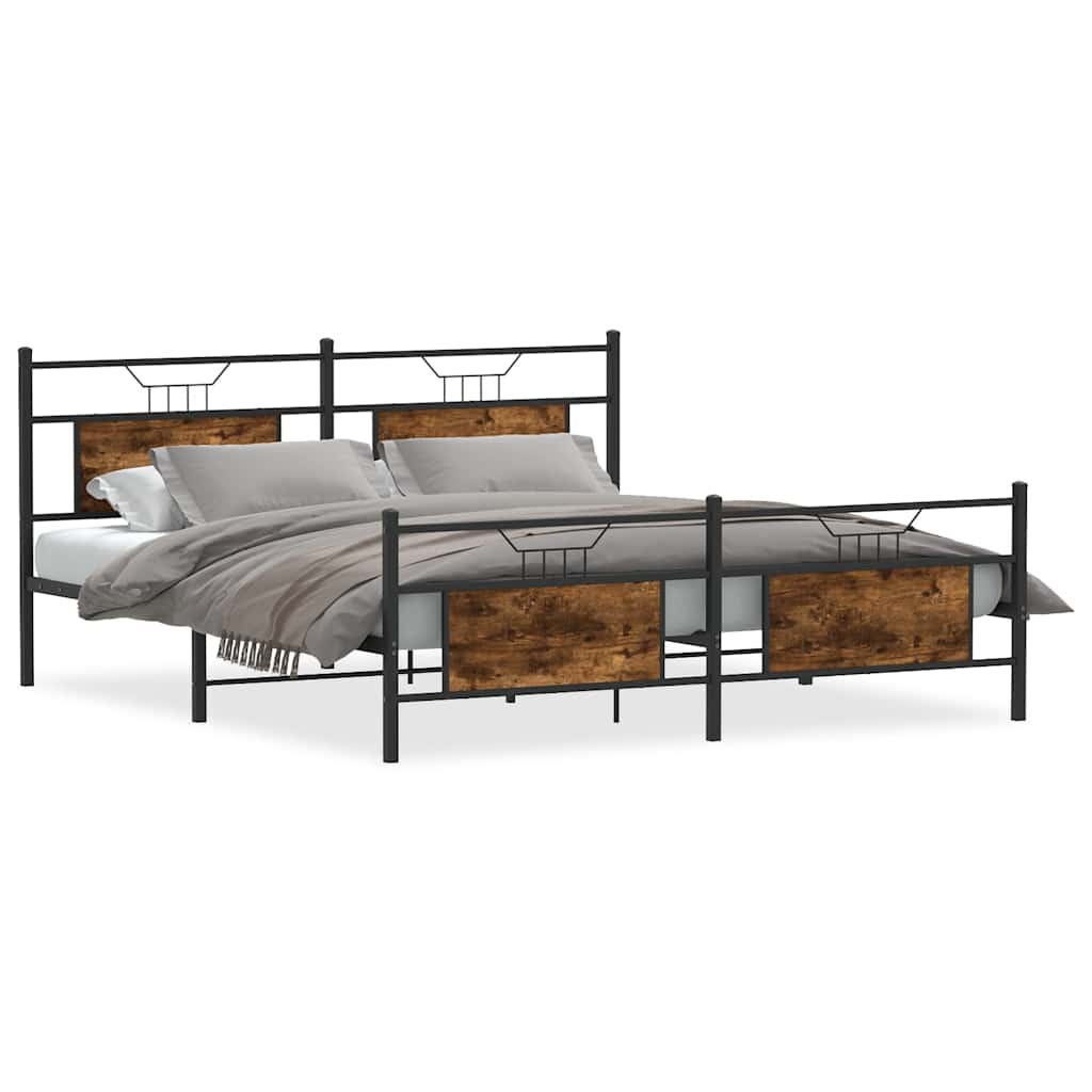 Metalni okvir kreveta bez madraca boja hrasta 183x213 cm