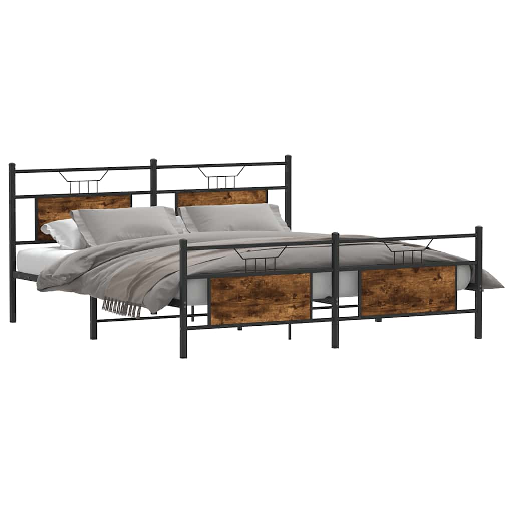 Metalni okvir kreveta bez madraca boja hrasta 183x213 cm