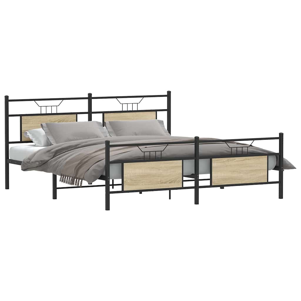 Metalni okvir kreveta bez madraca boja hrasta sonome 183x213 cm