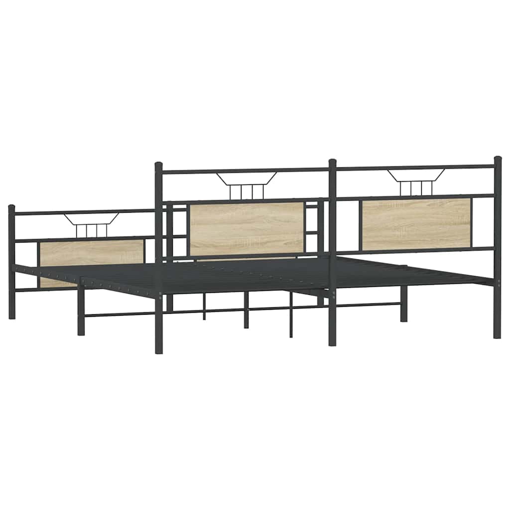 Metalni okvir kreveta bez madraca boja hrasta sonome 183x213 cm