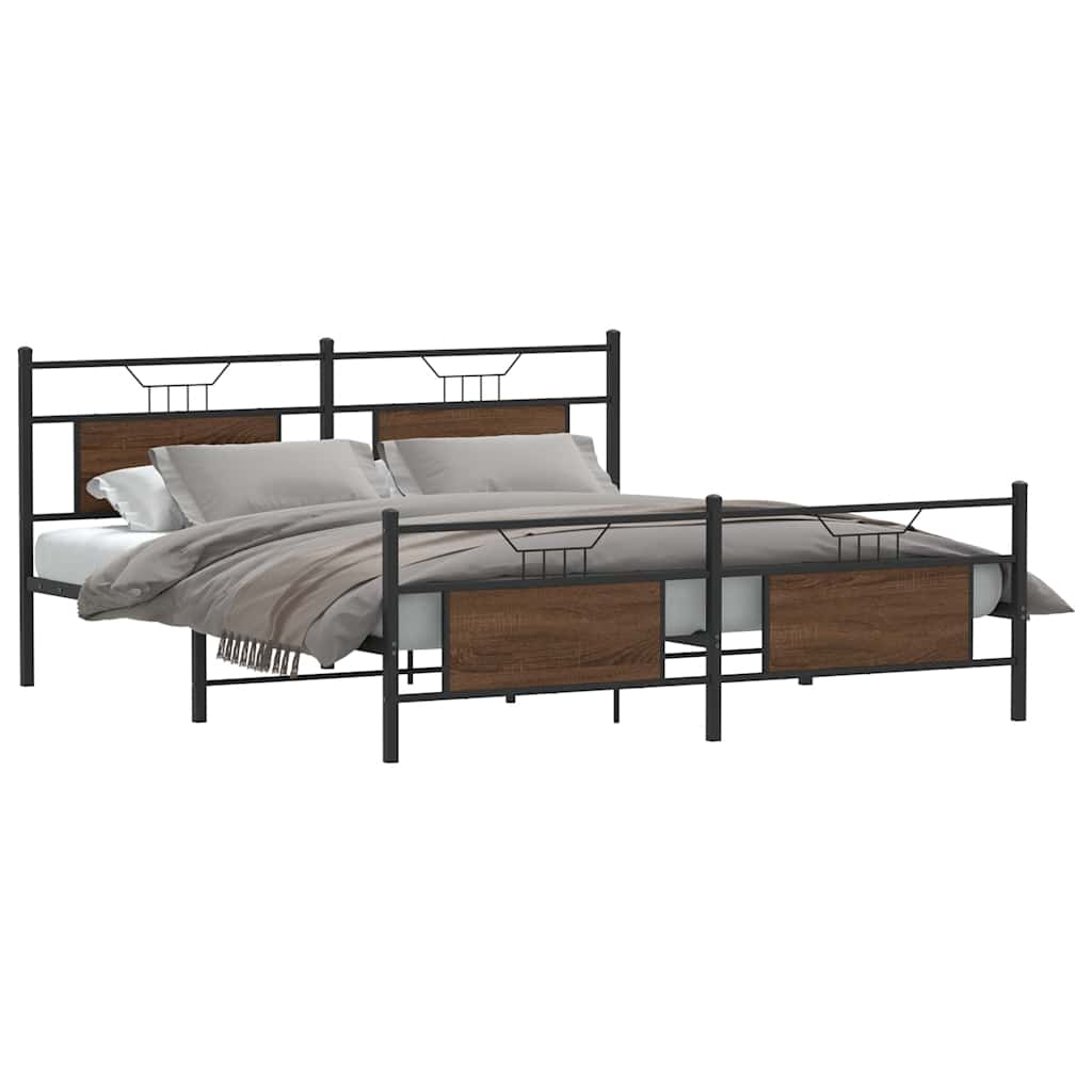 Metalni okvir kreveta bez madraca smeđa boja hrasta 183x213 cm