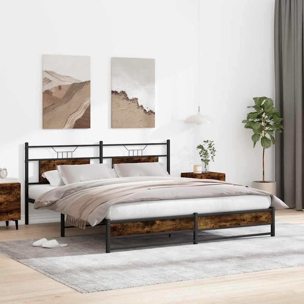 Metalni okvir kreveta bez madraca boja hrasta 180x200 cm