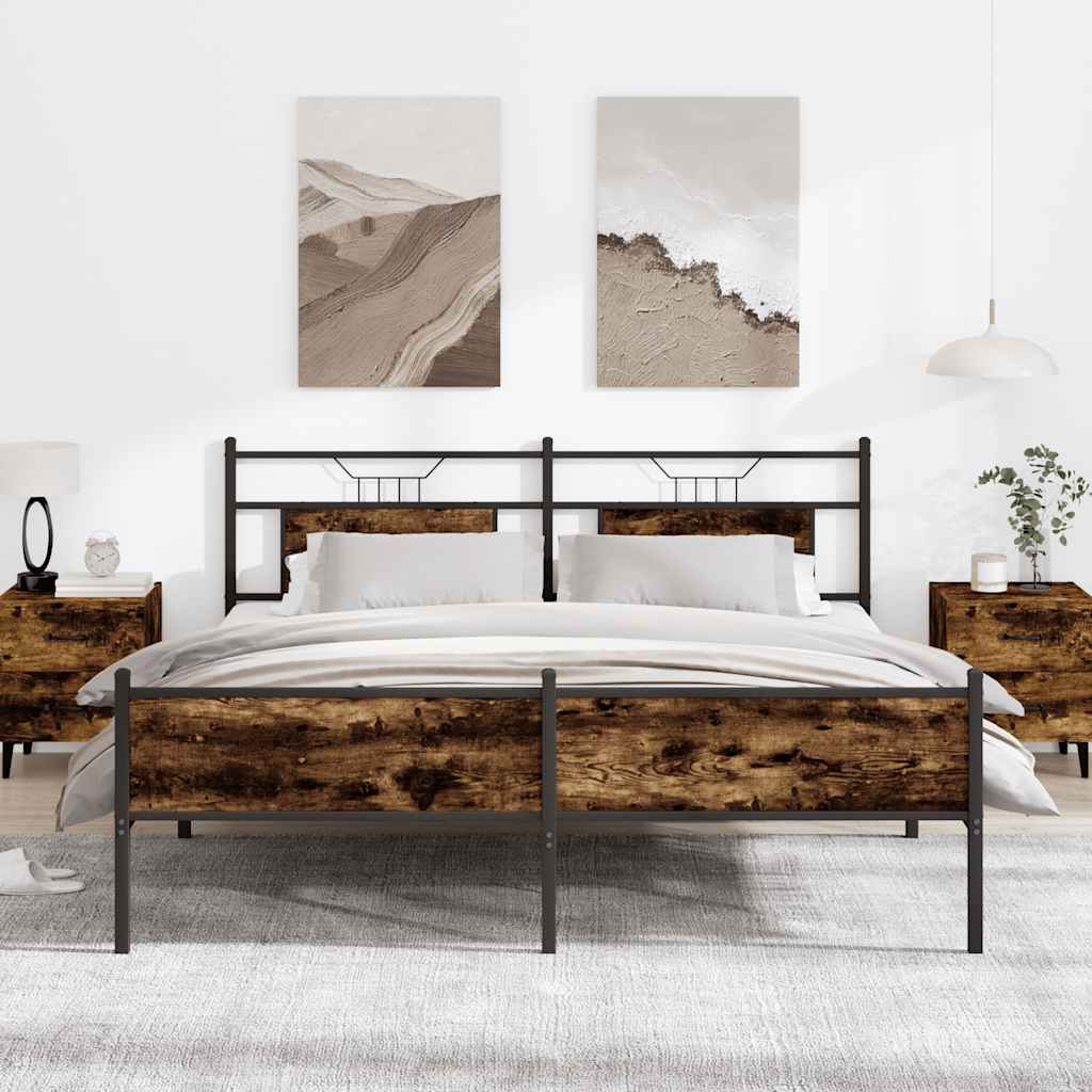 Metalni okvir kreveta bez madraca boja hrasta 160x200 cm