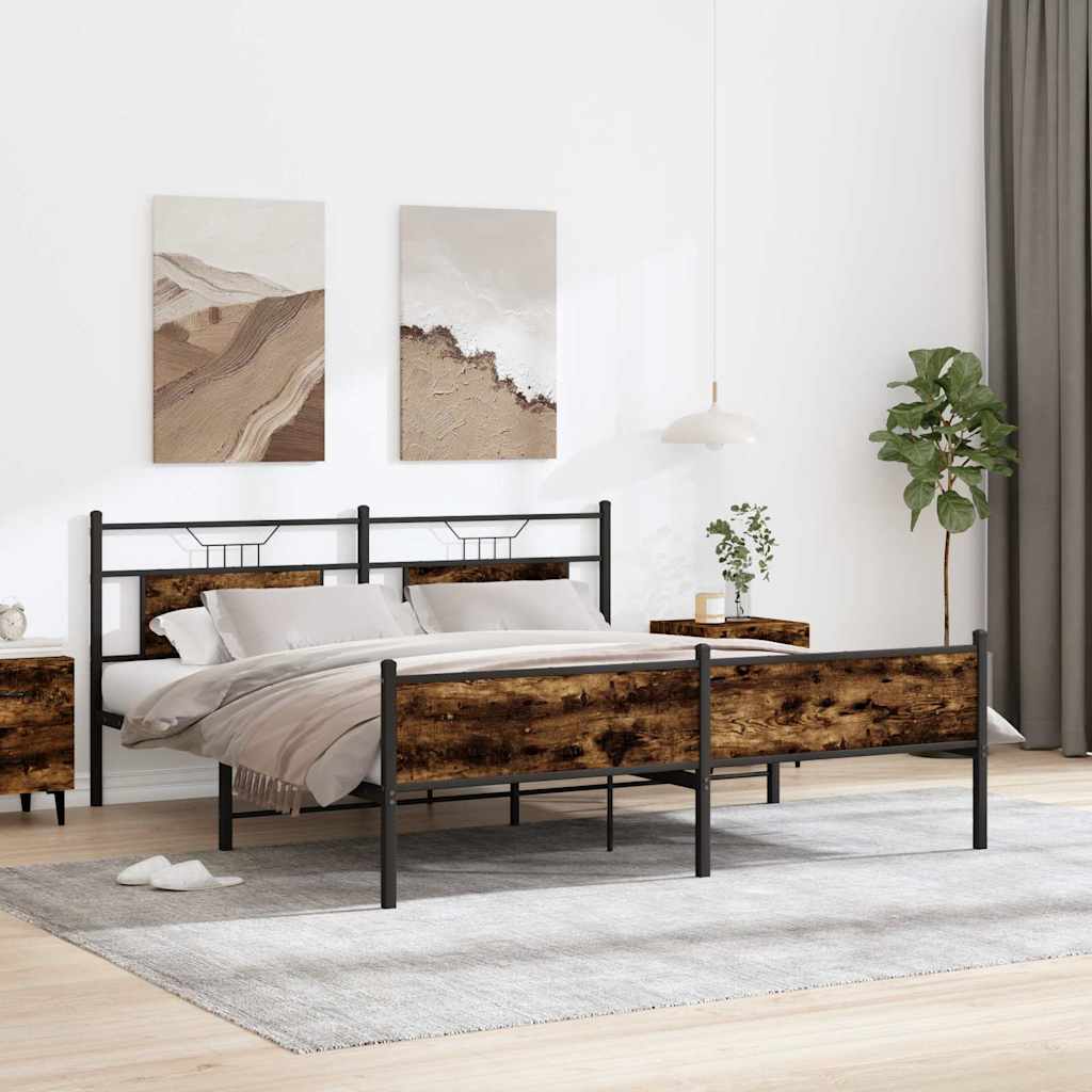 Metalni okvir kreveta bez madraca boja hrasta 160x200 cm
