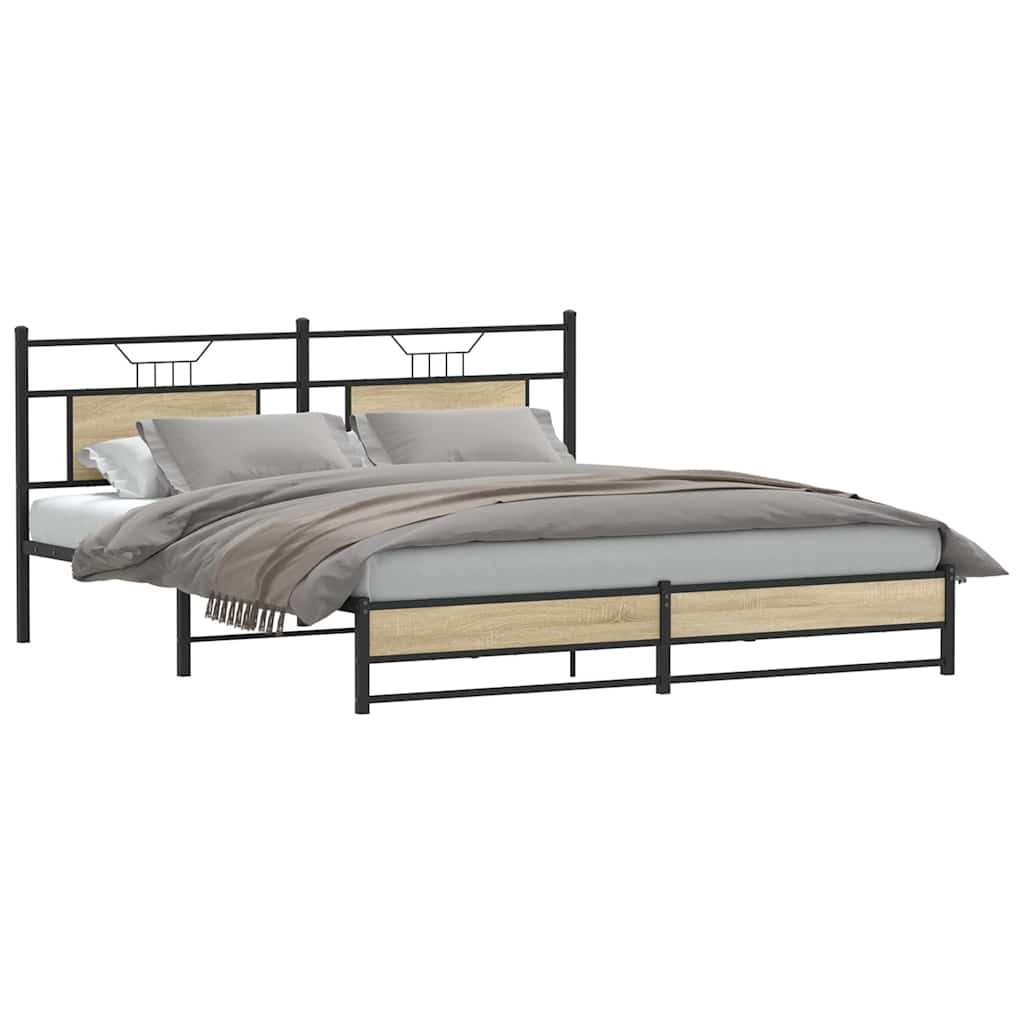Metalni okvir kreveta bez madraca boja hrasta sonome 183x213 cm