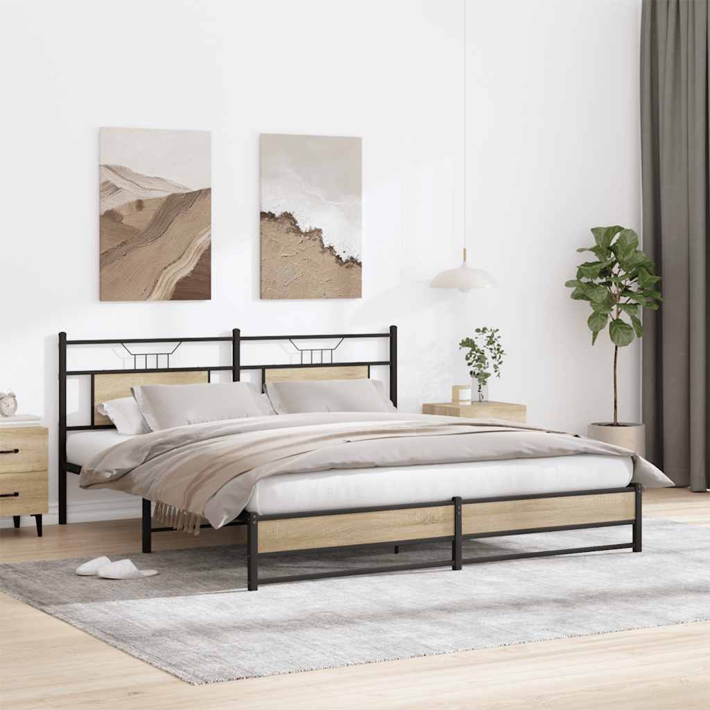 Metalni okvir kreveta bez madraca boja hrasta sonome 183x213 cm