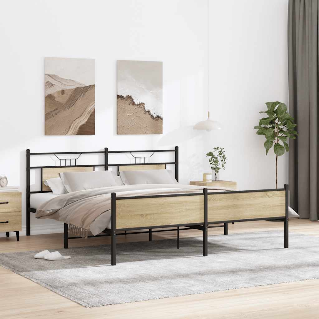 Metalni okvir kreveta bez madraca boja hrasta sonome 160x200 cm